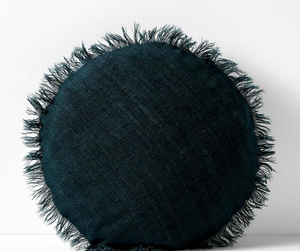 45cm Round Fringe Cushion (Slate)