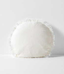 45cm Round Fringe Cushion - Marshmallow